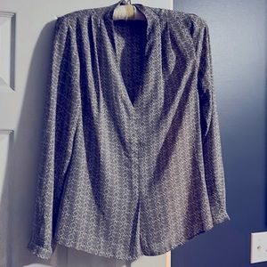 Rose and olive top boutique brand geometric pattern in neutral colors